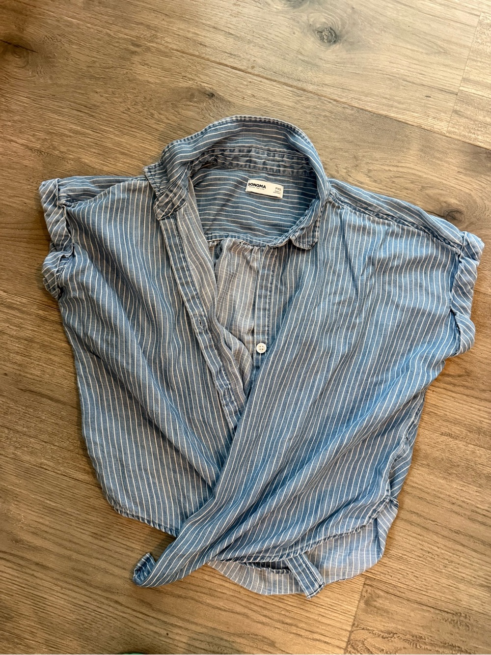 Sonoma Blue and White Striped Button-Down Shirt - Picture 2 of 4